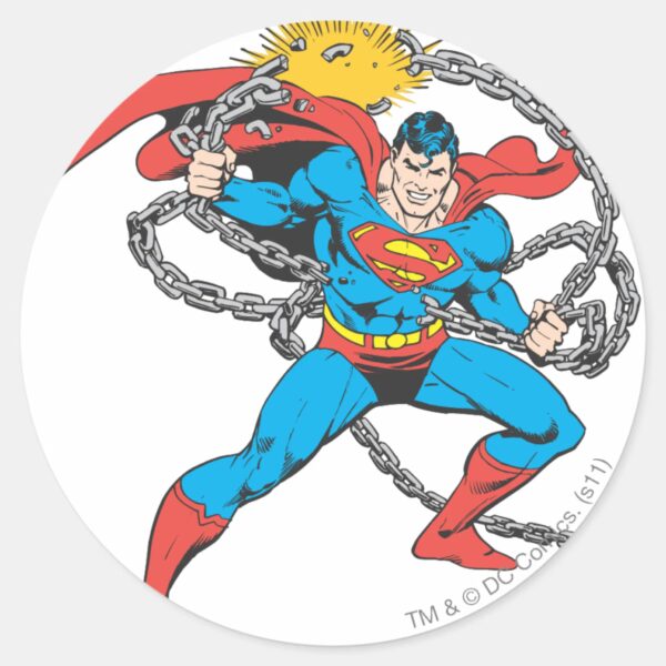 Superman_Breaks_Chains_3_Classic_Round_Sticker_1 Superman Breaks Chains 3 Classic Round Sticker