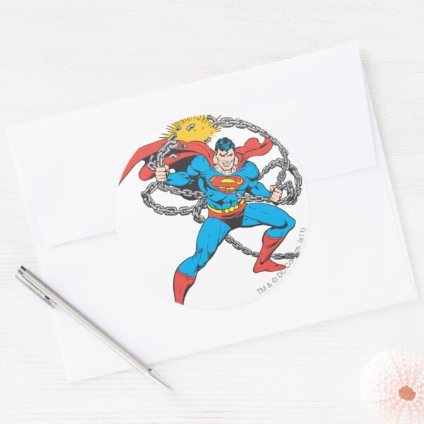 Superman_Breaks_Chains_3_Classic_Round_Sticker_3 Superman Breaks Chains 3 Classic Round Sticker