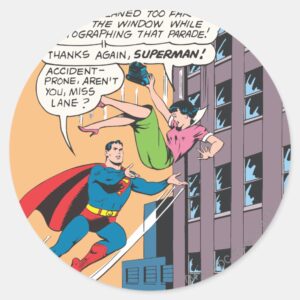 Superman_Comic_Panel_-_Accident-Prone_Lois_Classic_Round_Sticker_1 Superman Comic Panel Accident Prone Lois Classic Round Sticker
