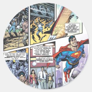 Superman Comic Panel Clarks Origins 2 Classic Round Sticker