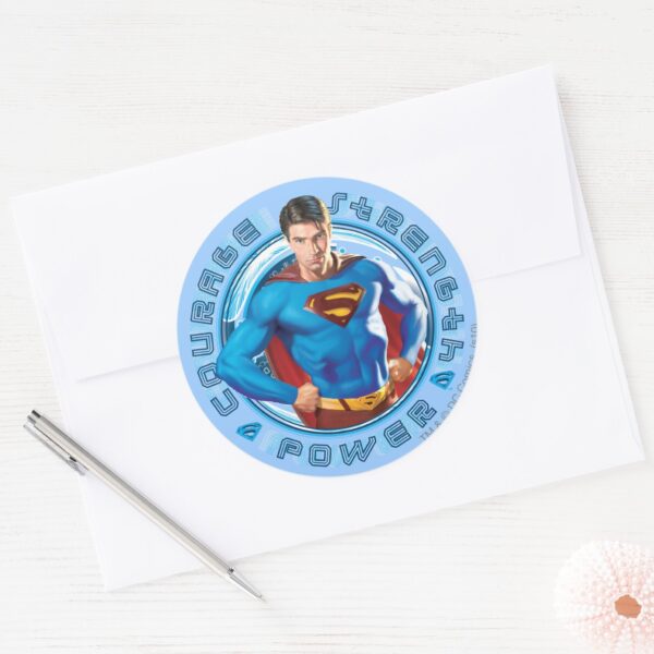 Superman_Courage_Strength_Power_Classic_Round_Sticker_3 Superman Courage Strength Power Classic Round Sticker