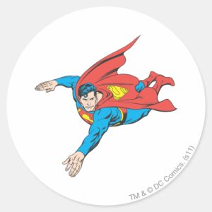 Superman_Dives_Left_Classic_Round_Sticker_1 Superman Dives Left Classic Round Sticker