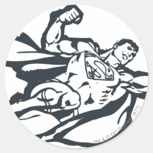 Superman_Flies_Right_Classic_Round_Sticker_1 Superman Flies Right Classic Round Sticker