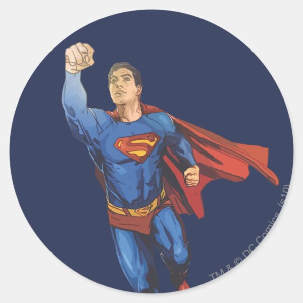Superman_Flying_Left_Classic_Round_Sticker_1 Superman Flying Left Classic Round Sticker