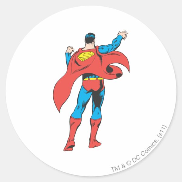 Superman_From_Behind_Classic_Round_Sticker_1 Superman From Behind Classic Round Sticker