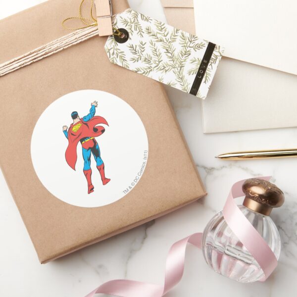 Superman_From_Behind_Classic_Round_Sticker_5 Superman From Behind Classic Round Sticker