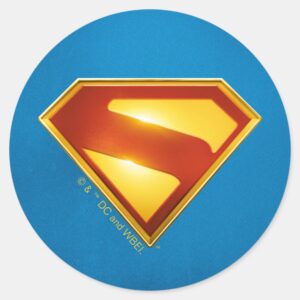 Superman_Golden_S_Shield_Brilliance_Classic_Round_Sticker_1 Superman Golden S Shield Brilliance Classic Round Sticker