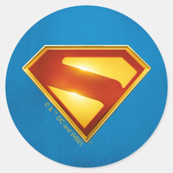 Superman_Golden_S_Shield_Brilliance_Classic_Round_Sticker_1 Superman Golden S Shield Brilliance Classic Round Sticker