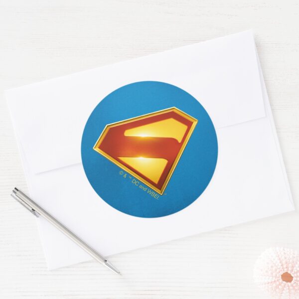 Superman_Golden_S_Shield_Brilliance_Classic_Round_Sticker_3 Superman Golden S Shield Brilliance Classic Round Sticker