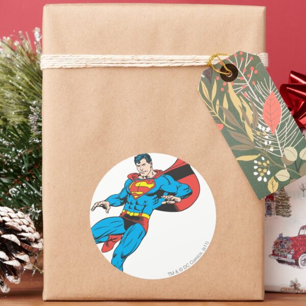 Superman_Lands_Lightly_2_Classic_Round_Sticker_5 Superman Lands Lightly 2 Classic Round Sticker