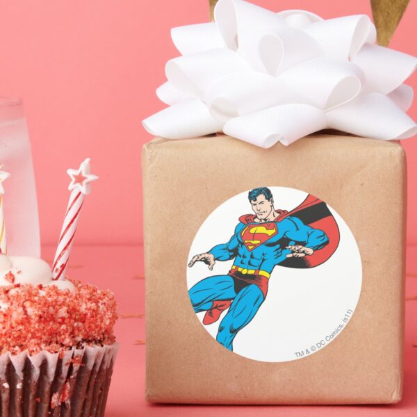 Superman_Lands_Lightly_2_Classic_Round_Sticker_6 Superman Lands Lightly 2 Classic Round Sticker