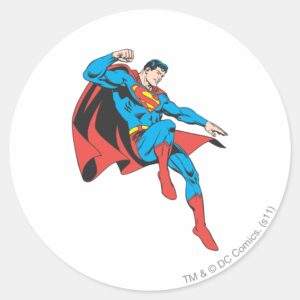 Superman Lands Lightly Classic Round Sticker