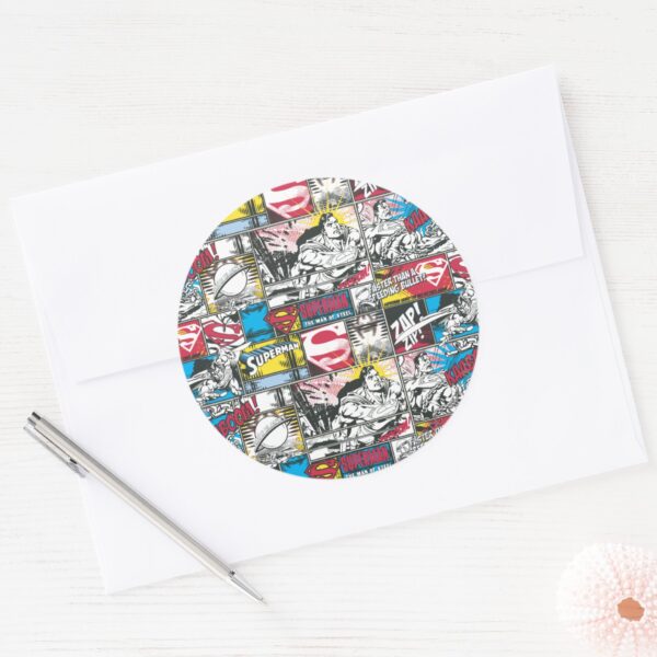 Superman_Logo_Pattern_2_Classic_Round_Sticker_3 Superman Logo Pattern 2 Classic Round Sticker