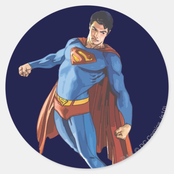 Superman_Looking_Down_Classic_Round_Sticker_1 Superman Looking Down Classic Round Sticker