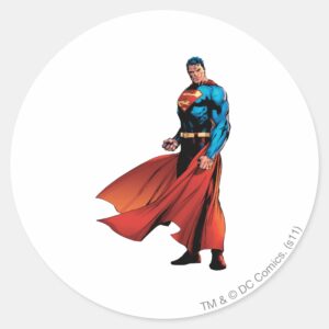 Superman Looks Front Classic Round Sticker
