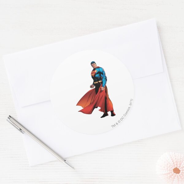 Superman_Looks_Front_Classic_Round_Sticker_3 Superman Looks Front Classic Round Sticker