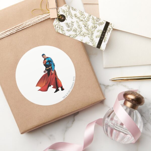 Superman_Looks_Front_Classic_Round_Sticker_5 Superman Looks Front Classic Round Sticker