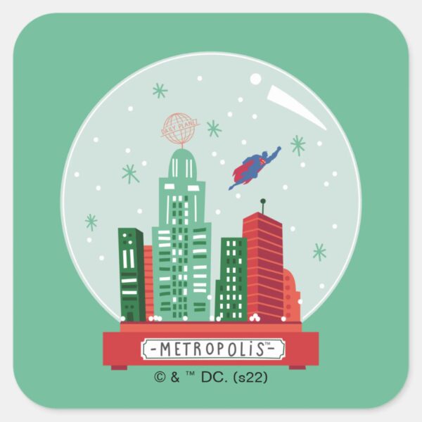 Superman Metropolis Snow Globe Graphic Square Sticker