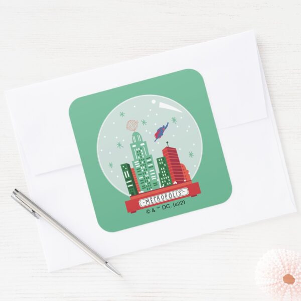 Superman Metropolis Snow Globe Graphic Square Sticker