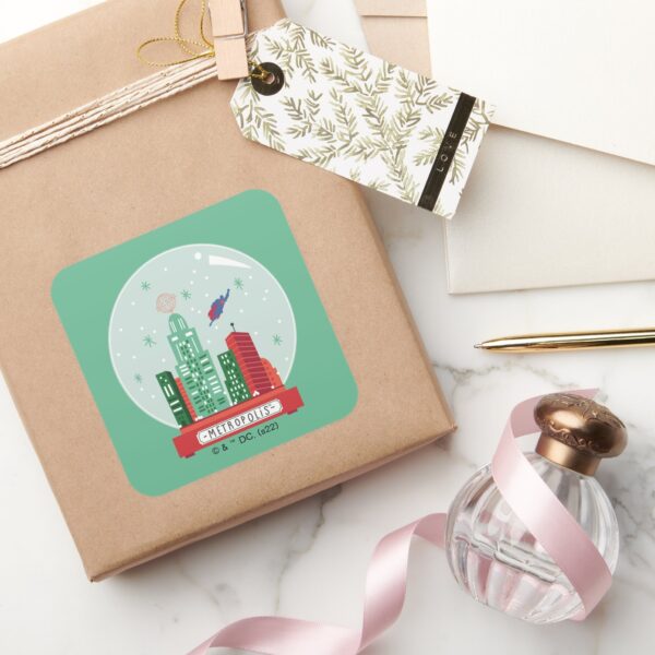 Superman Metropolis Snow Globe Graphic Square Sticker