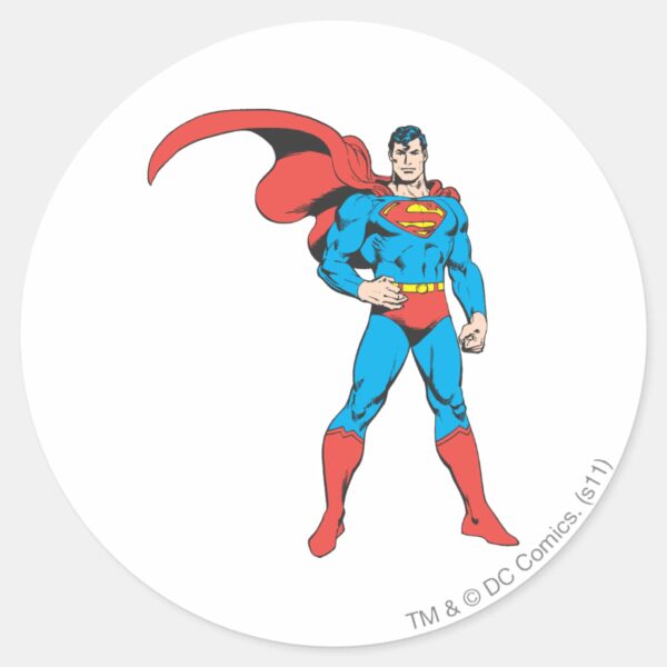 Superman_Posing_2_Classic_Round_Sticker_1 Superman Posing 2 Classic Round Sticker