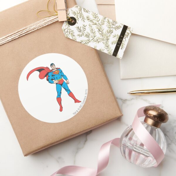 Superman_Posing_2_Classic_Round_Sticker_5 Superman Posing 2 Classic Round Sticker