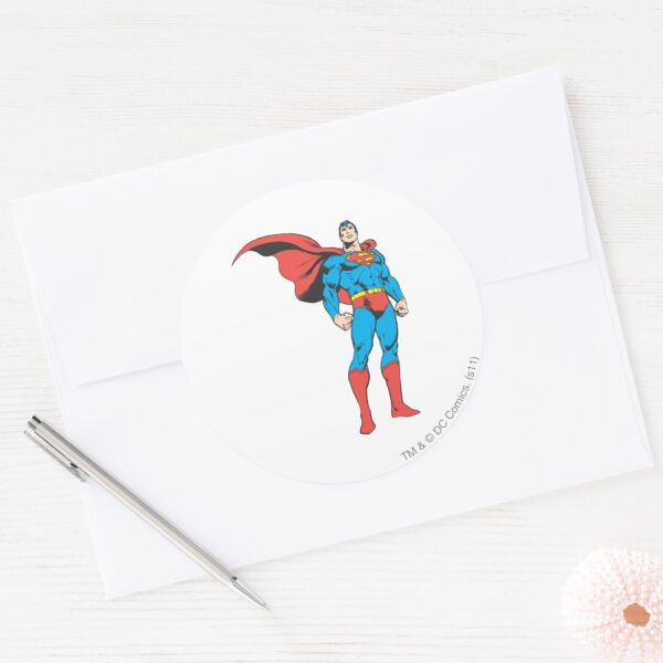 Superman_Posing_3_Classic_Round_Sticker_3 Superman Posing 3 Classic Round Sticker