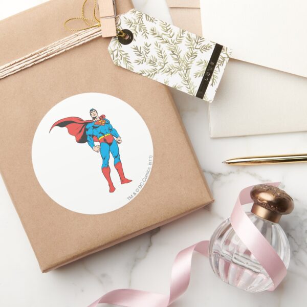 Superman_Posing_3_Classic_Round_Sticker_5 Superman Posing 3 Classic Round Sticker