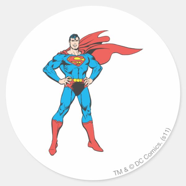 Superman_Posing_Classic_Round_Sticker_1 Superman Posing Classic Round Sticker
