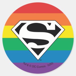 Superman Rainbow Logo Classic Round Sticker