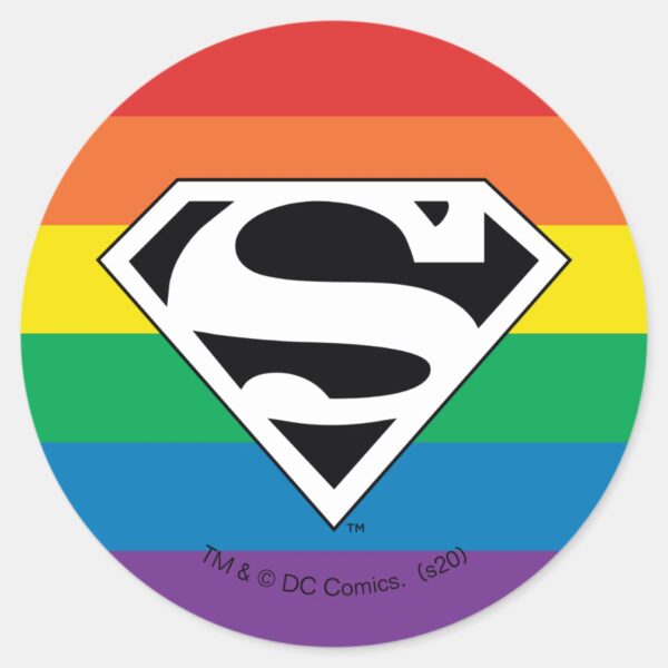 Superman_Rainbow_Logo_Classic_Round_Sticker_1 Superman Rainbow Logo Classic Round Sticker