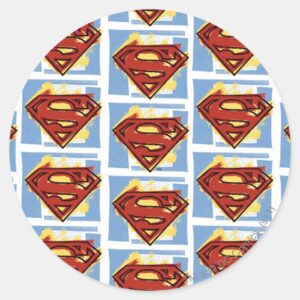 Superman Red And Blue Pattern Classic Round Sticker