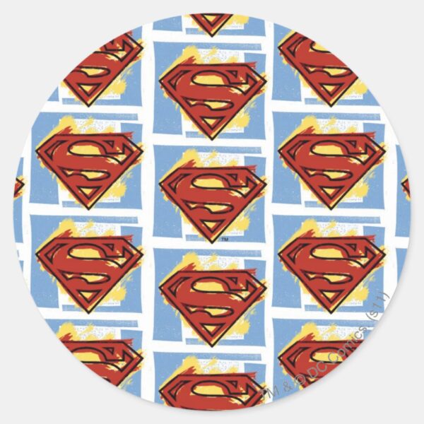 Superman_Red_and_Blue_Pattern_Classic_Round_Sticker_1 Superman Red And Blue Pattern Classic Round Sticker