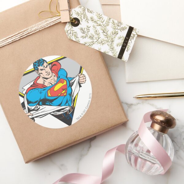 Superman_Revealed_Classic_Round_Sticker_5 Superman Revealed Classic Round Sticker