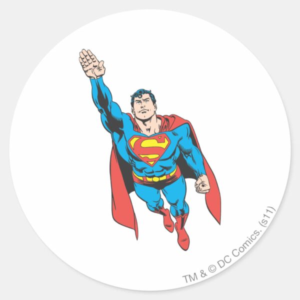 Superman_Right_Arm_Raised_Classic_Round_Sticker_1 Superman Right Arm Raised Classic Round Sticker