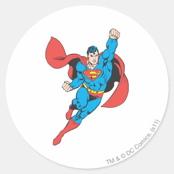 Superman_Right_Fist_Raised_Classic_Round_Sticker_1 Superman Right Fist Raised Classic Round Sticker
