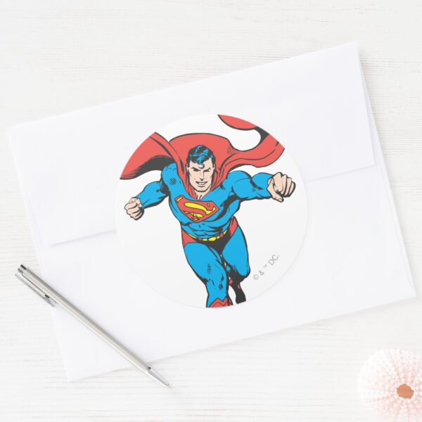 Superman_Runs_Forward_2_Classic_Round_Sticker_3 Superman Runs Forward 2 Classic Round Sticker