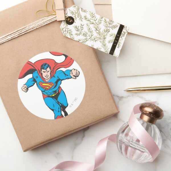 Superman_Runs_Forward_2_Classic_Round_Sticker_5 Superman Runs Forward 2 Classic Round Sticker