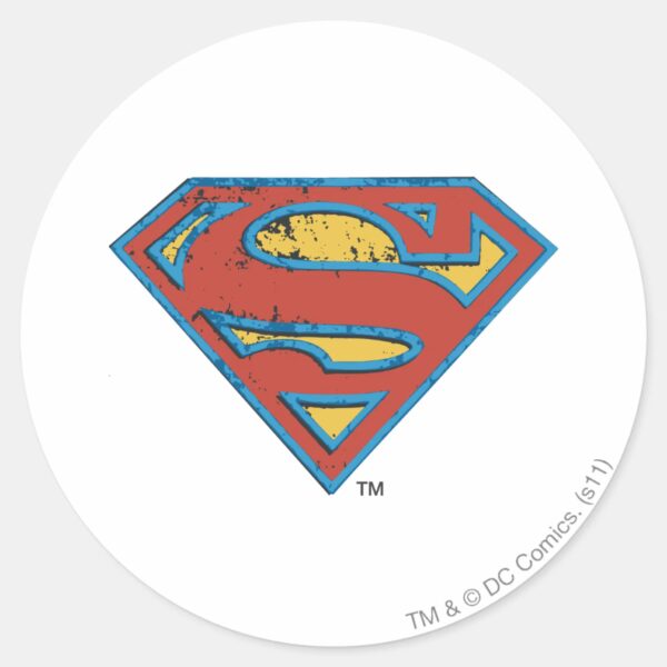 Superman_S-Shield___Blue_Outline_Grunge_Logo_Classic_Round_Sticker_1 Superman S Shield Blue Outline Grunge Logo Classic Round Sticker