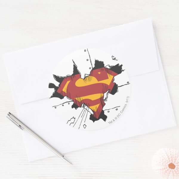 Superman_S-Shield___Broken_Metal_Logo_Classic_Round_Sticker_3 Superman S Shield Broken Metal Logo Classic Round Sticker