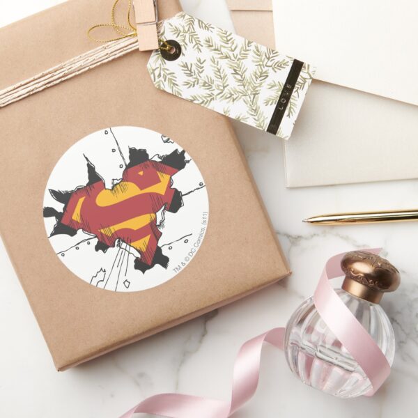 Superman_S-Shield___Broken_Metal_Logo_Classic_Round_Sticker_5 Superman S Shield Broken Metal Logo Classic Round Sticker