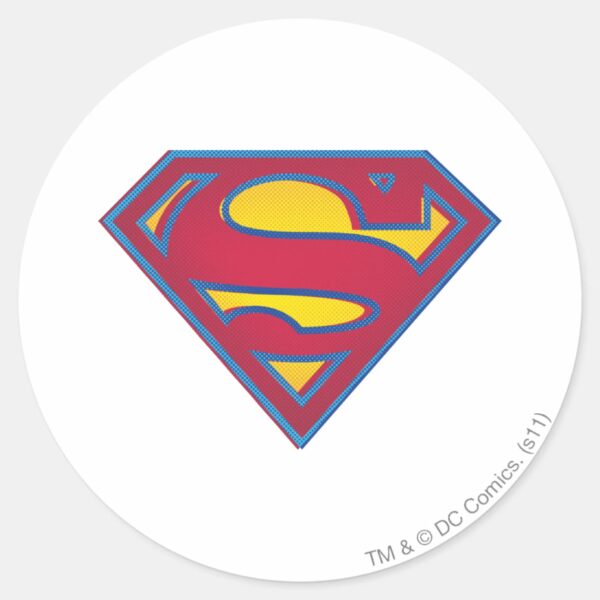 Superman_S-Shield___Dot_Logo_Classic_Round_Sticker_1 Superman S Shield Dot Logo Classic Round Sticker