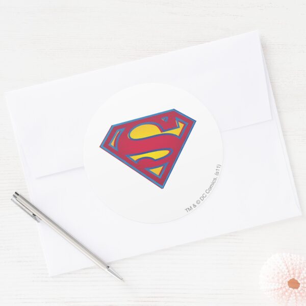 Superman_S-Shield___Dot_Logo_Classic_Round_Sticker_3 Superman S Shield Dot Logo Classic Round Sticker