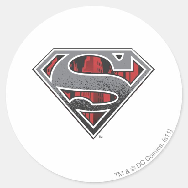 Superman_S-Shield___Gray_and_Red_City_Logo_Classic_Round_Sticker_1 Superman S Shield Gray And Red City Logo Classic Round Sticker