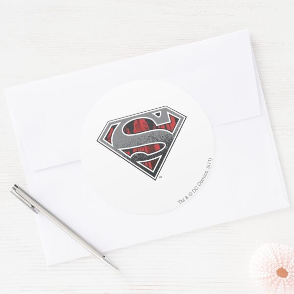 Superman_S-Shield___Gray_and_Red_City_Logo_Classic_Round_Sticker_3 Superman S Shield Gray And Red City Logo Classic Round Sticker