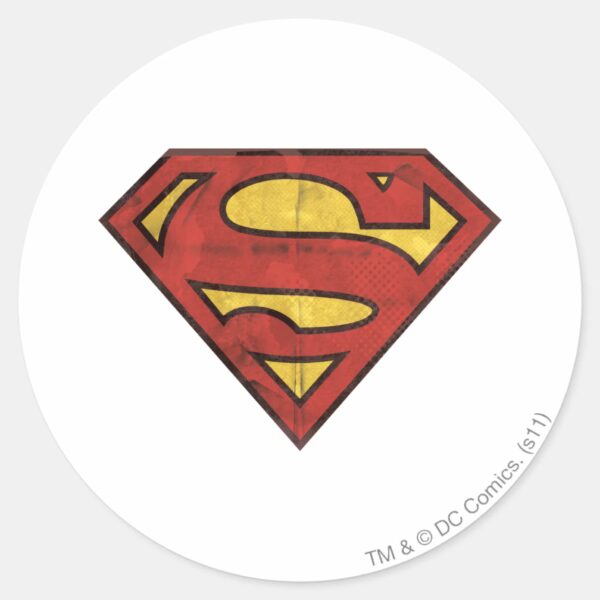 Superman_S-Shield___Grunge_Logo_Classic_Round_Sticker_1 Superman S Shield Grunge Logo Classic Round Sticker