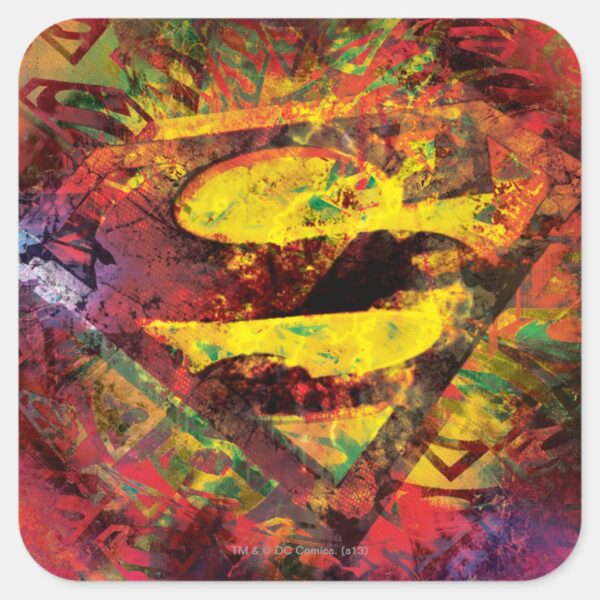 Superman_S-Shield___Grunge_Logo_Square_Sticker_1 Superman S Shield Grunge Logo Square Sticker