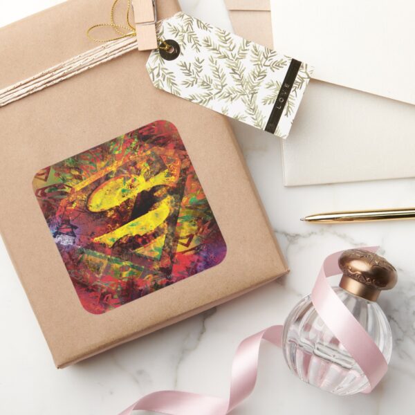 Superman_S-Shield___Grunge_Logo_Square_Sticker_5 Superman S Shield Grunge Logo Square Sticker