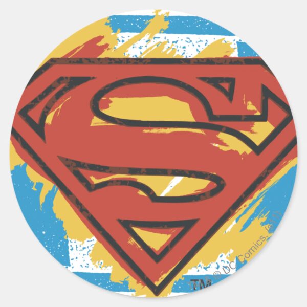 Superman_S-Shield___Painted_Blue_Background_Logo_Classic_Round_Sticker_1 Superman S Shield Painted Blue Background Logo Classic Round Sticker