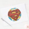 Superman_S-Shield___Painted_Blue_Background_Logo_Classic_Round_Sticker_3 Superman S Shield Painted Blue Background Logo Classic Round Sticker